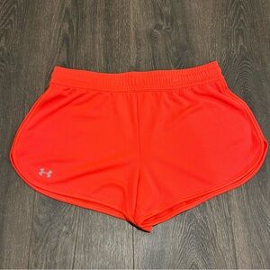 Under Armour Women's Vibrant Bright Orange Pull On Athletic Shorts Loose Fit Med